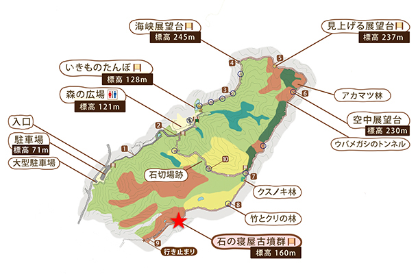 石の寝屋古墳群のマップ