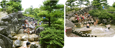 滝と岩組ゾーンの風景
